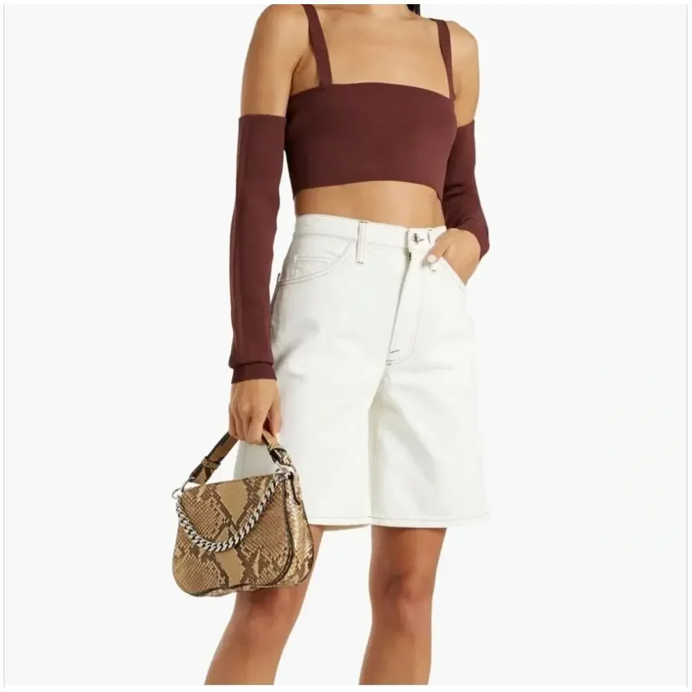 NWT FRAME Le Italien Bermuda Denim Shorts Blanc Cream Size 27 $288